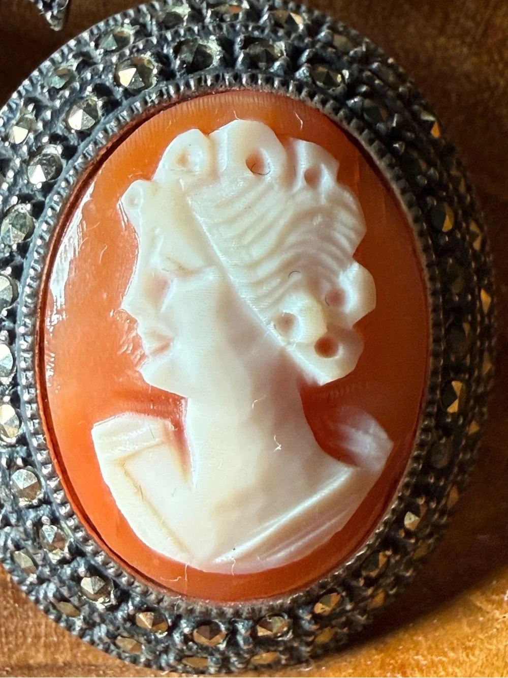 Vintage Sterling Silver Cameo Brooch
